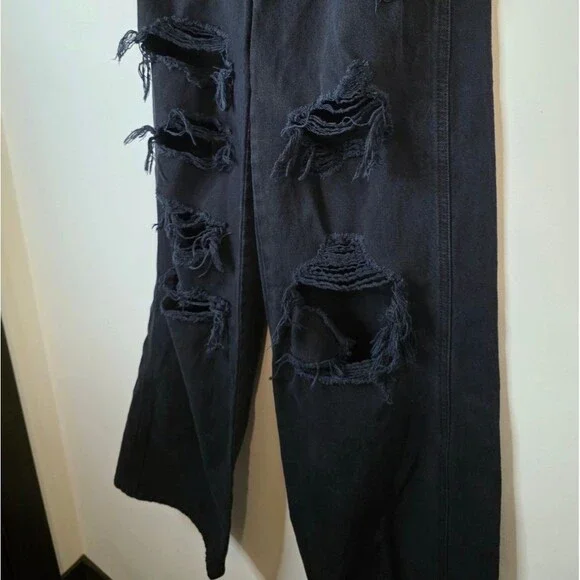 PacSun Black Eco Distressed High Waisted Baggy Jeans Grunge Rocker Size 23 - Picture 11 of 12